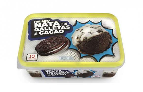 Helado de Nata con galletas al cacao, de Mercadona