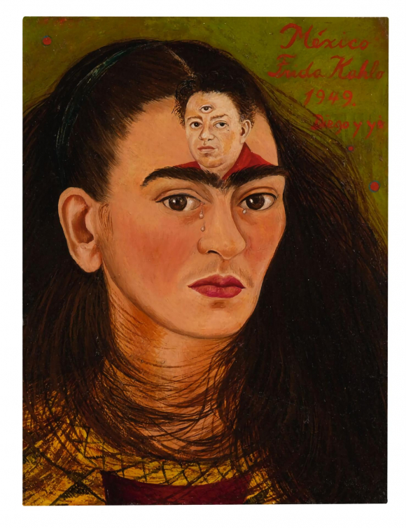 Reproducción cedida por Sotheby's donde se aprecia el autorretrato "Diego y yo" de Frida Kahlo