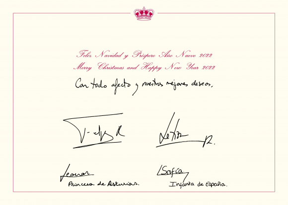Los Reyes Don Felipe y Doña Letizia felicitan la Navidad junto a sus hijas la Princesa Leonor y la Infanta Sofía, © Casa de S.M. el Rey, a 16 de diciembre de 2021