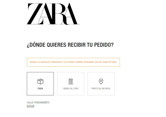 Captura retraso compra Zara online