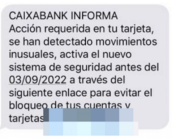 SMS fraudulento en CaixaBank