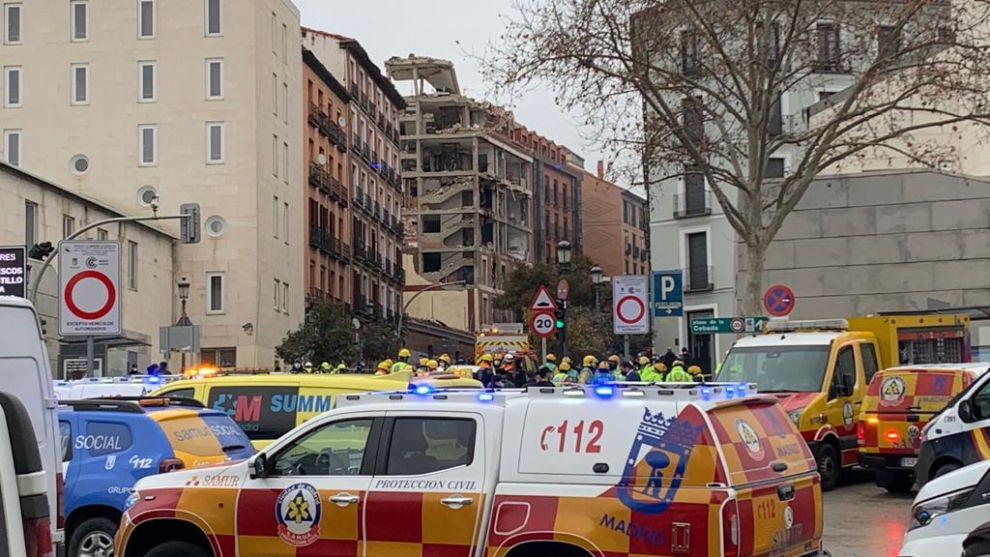 Las imágenes de la explosión en un edificio de la calle de Toledo, en Madrid.