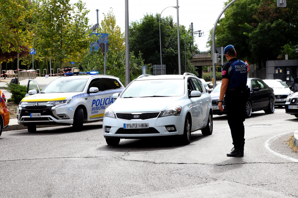 Control policial en la carretera de Villaverde a Vallecas