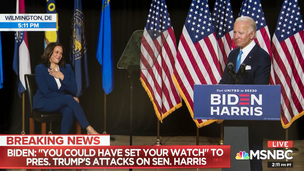 12 de agosto de 2020. Primer evento de campaña a la presidencia de Biden y Harris en Delaware.