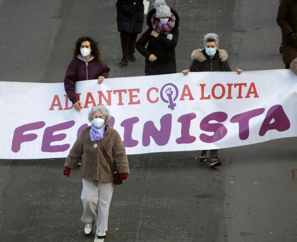 Vista de la manifestación convocada por la plataforma Galegas 8M con motivo de la celebración del Día Internacional de la Mujer en A Coruña.