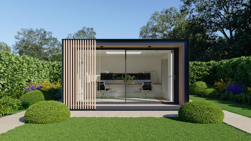 Cuenta con un diseño muy atractivo de grandes puertas corredizas de aluminio con marcos modernos de líneas delgadas y una gran ventana sin marco. Diseñada como un estudio para el jardín ofrece una gran flexibilidad para distintos usos.
