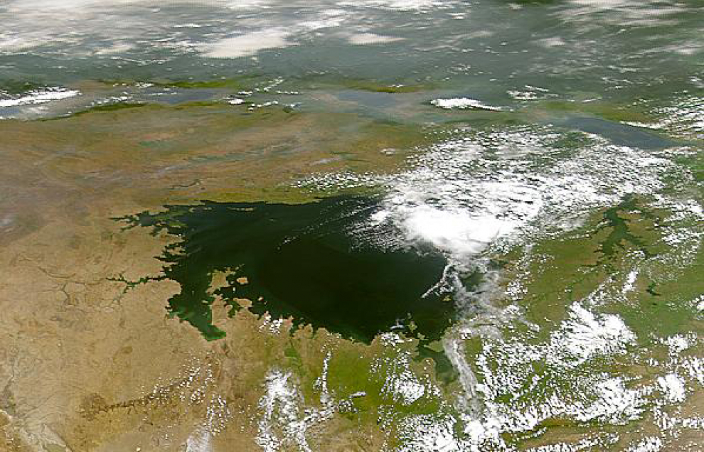 El lago Victoria en África tiene una superficie de 69,485 kilómetros cuadrados.