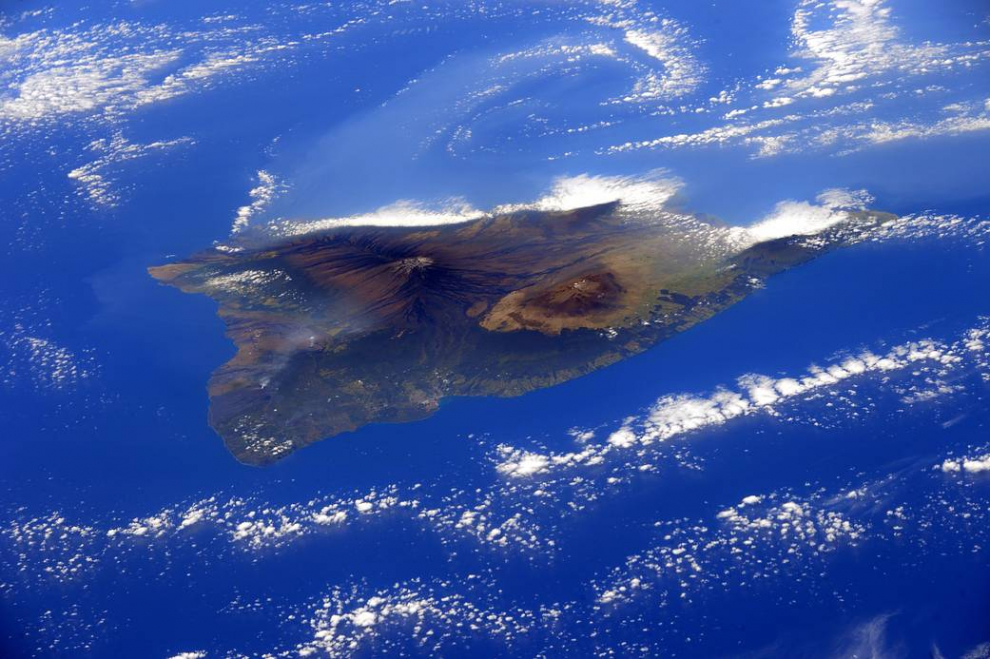 Samantha Cristoforetti, astronauta de la Agencia Espacial Europea, tomó esta foto de la isla de Hawái durante la Expedición 42.