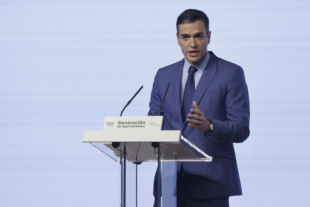 El presidente del Gobierno, Pedro Sánchez, en el marco del tercer encuentro 'Generación de Oportunidades'.