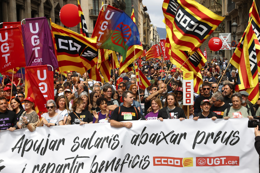 Manifestación del Primero de Mayo, Día del Trabajador en Barcelona