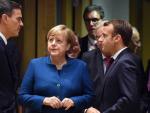 Sánchez con Merkel y Macron