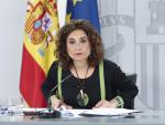 La ministra de Hacienda, María Jesús Montero, en la rueda de prensa tras el Consejo de Ministros