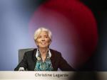 La presidenta del BCE, la francesa Christine Lagarde, en rueda de prensa