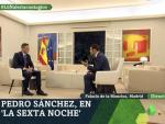 El presidente del Gobierno, Pedro Sánchez, durante la entrevista concedida a La Sexta Noche