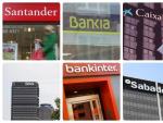 Montaje de los logos de los seis bancos cotizados en España