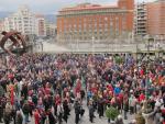 Concentración de pensionistas vascos frente al Ayuntamiento de Bilbao el pasado mes de enero