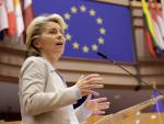 La presidenta de la Comisión Europea, Ursula Von Der Leyen, en una sesión en Bruselas