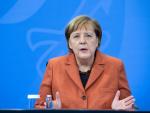 La canciller alemana, Angela Merkel, durante una rueda de prensa