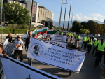 Protesta contra la campaña de vacunación en Bulgaria.