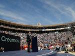 El presidente del PP, Pablo Casado, durante su intervención en la Plaza de Toros de Valencia donde el partido cierra su Convención Nacional.