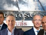 De izq-dcha: Colm Kellehe (presidente de UBS), Ralph Hamers (CEO UBS), Axel Lehmman (Credit Suisse) y Alain Berset (presidente de la Confederación Helvética).