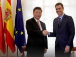 El líder chino, Xi Jinping, y el presidente del Gobierno, Pedro Sánchez