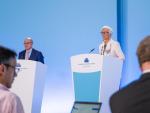 Luis de Guindos (i) y Christine Lagarde, durante la conferencia del 27 de julio.