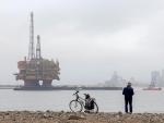 Plataforma de petróleo en el delta del río de Hartlepool en el Mar del Norte.