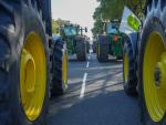 Tractores de agricultores cortan las calles de Sevilla.