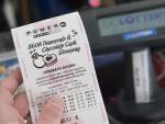 A Powerball lottery ticket is seen at a liquor sto