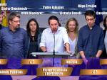 Los ministrables de Pablo Iglesias durante la rueda de prensa en el Congreso