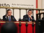 Mario Draghi junto a Mariano Rajoy en la conferencia de hoy.