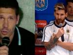 Simeone y Messi en rueda de prensa con la Selección.