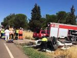 Una mujer muerta y dos hombres heridos graves en un accidente de tráfico en Alvarado (Badajoz)