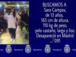 Se busca a una menor de 13 años que desapareció en Madrid hace una semana cuando iba camino del colegio