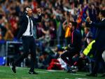 Luis Enrique celebra un gol del Barcelona en el Camp Nou