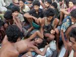 Un grupo de inmigrantes Rohingya, en Indonesia
