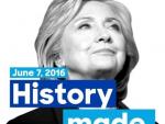 Hillary Clinton agradece "haber hecho historia" declarándose nominada demócrata antes de conocer resultados