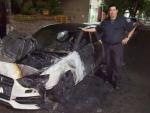 El coche quemado del futbolista de River Plate.