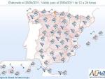 Chubascos localmente fuertes en Extremadura, Andalucía y Sistema Central