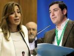 La presidenta de la Junta de Andalucía, Susana Díaz y el candidato del PP-A, Juanma Moreno Bonilla
