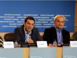 Nikos Chountis, con Alexis Tsipras, en el Parlamento Europeo. Foto: gue/ngl