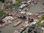 An aerial view shows the Amsterdam canals during t