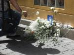 Prenden fuego en Getafe (Madrid) a la ofrenda del homenaje a Miguel Ángel Blanco