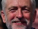 Jeremy Corbyn reacts as he is announced as the new