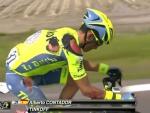 Contador sufre una caída a 80 kilómetros de meta