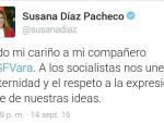 Ola de apoyo a Vara y al debate interno en el PSOE tras un tuit de Susana Díaz en su defensa