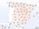 Predominio de cielo despejado en la península salvo en el oeste de Galicia