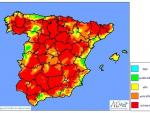 Más de la mitad de las provincias de España estarán este sábado en riesgo "extremo" por los fuegos