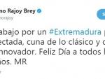 Mariano Rajoy destaca que trabaja "por una Extremadura pujante y más conectada"